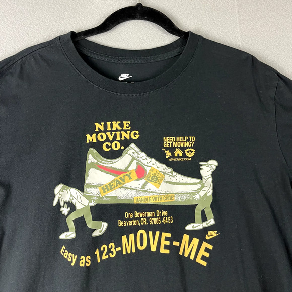 Nike Moving Co Tee Mens XXL 2XL Black Graphic Print Retro T Shirt Cotton - Picture 2 of 14